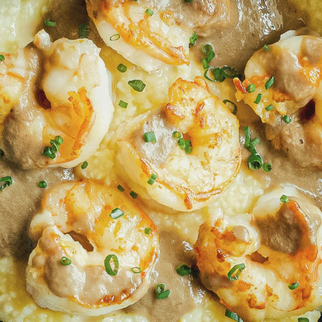 Shrimp with Polenta & Mushroom Sauce
