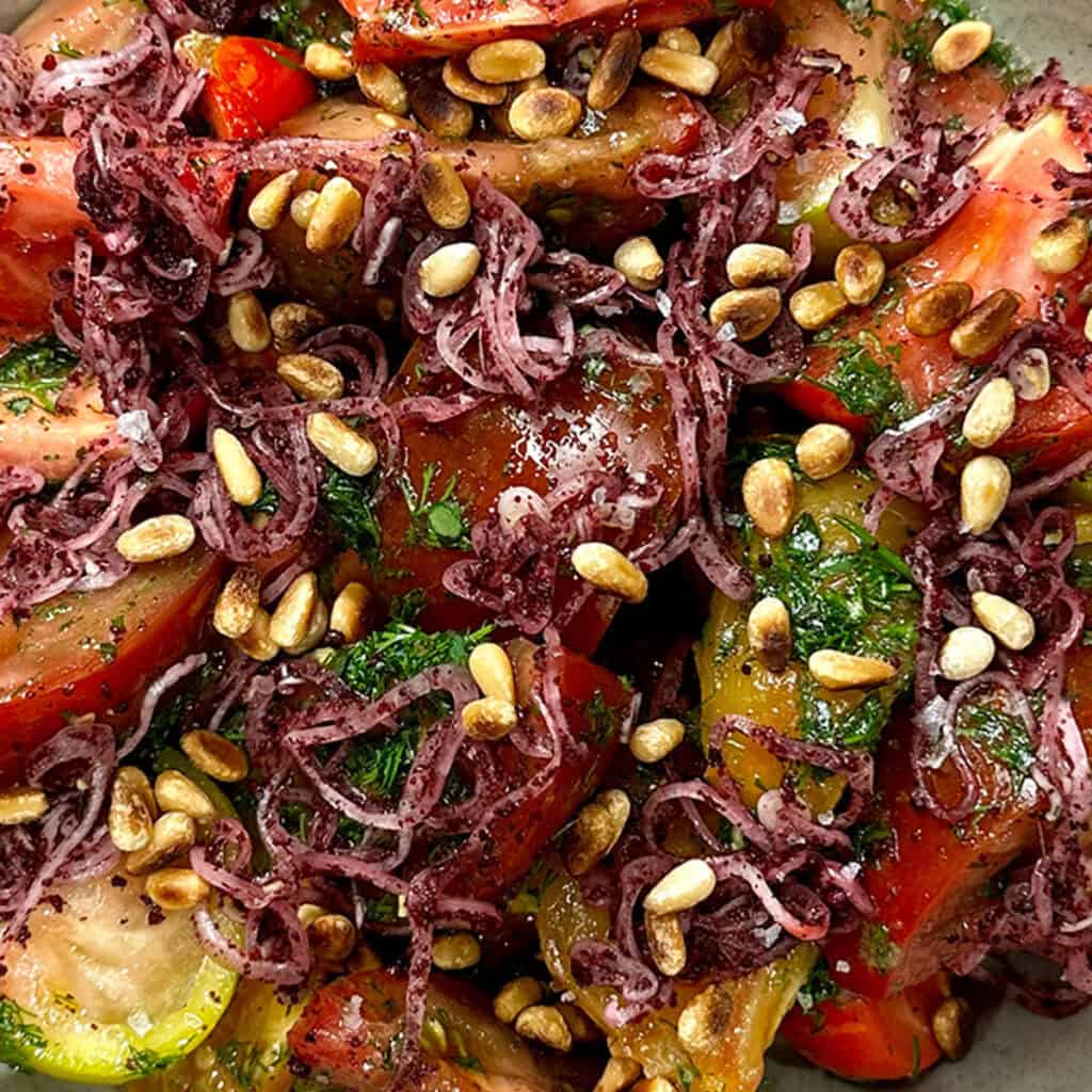 Heirloom Tomatoes w Sumac Shallots