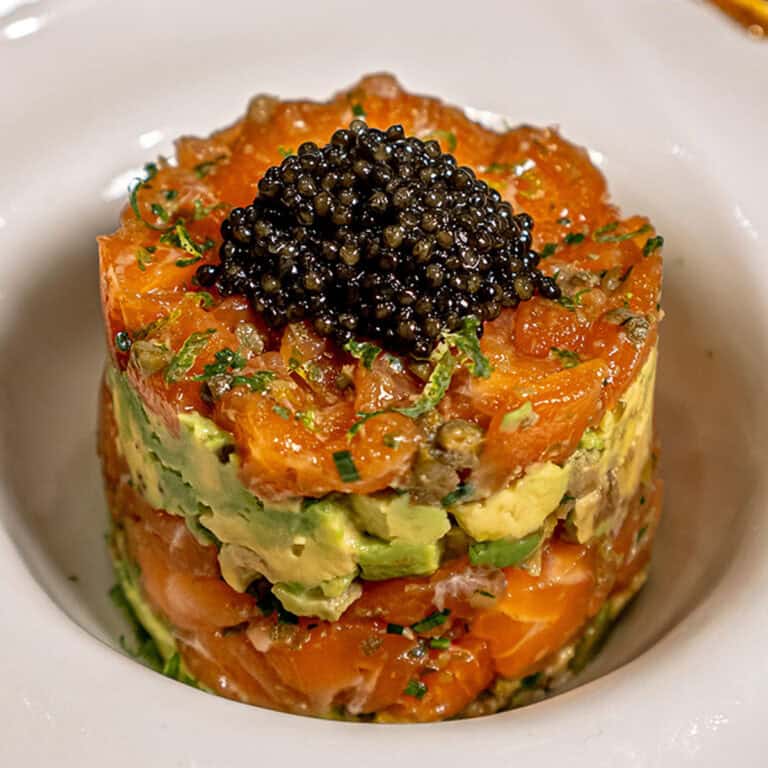 Salmon Tartare with Uni & Caviar