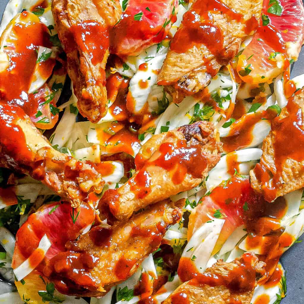 Winter Citrus BBQ Wings with Fennel Slaw