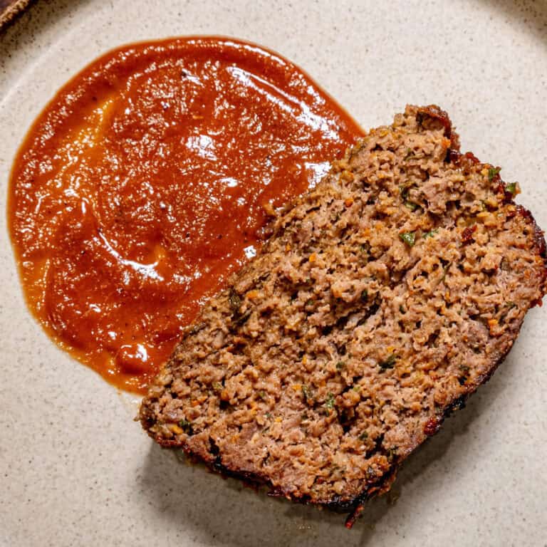 Venison Meatloaf with Bourbon Peach Hot Honey Glaze