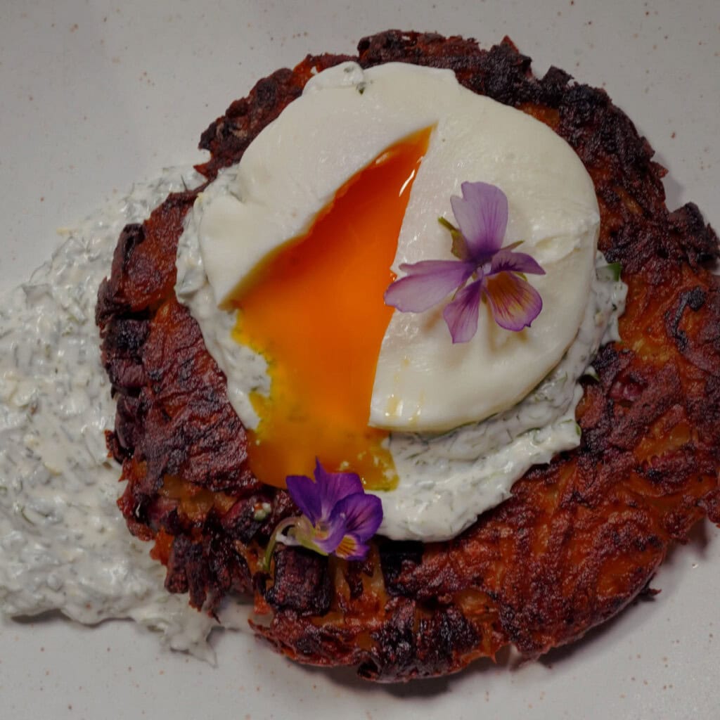 Summer Sausage Rösti with Herb Crème Fraîche