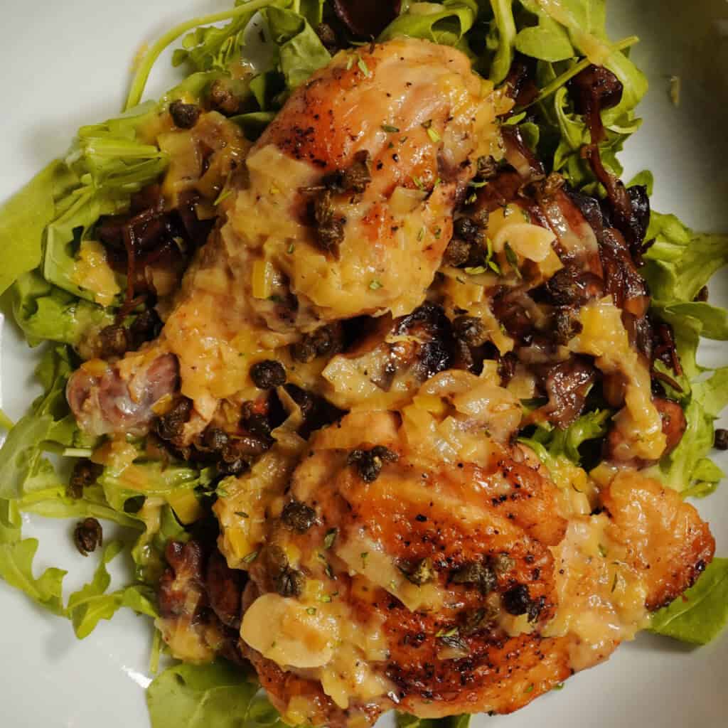 Braised Chicken with Lemon, Leeks & White Wine