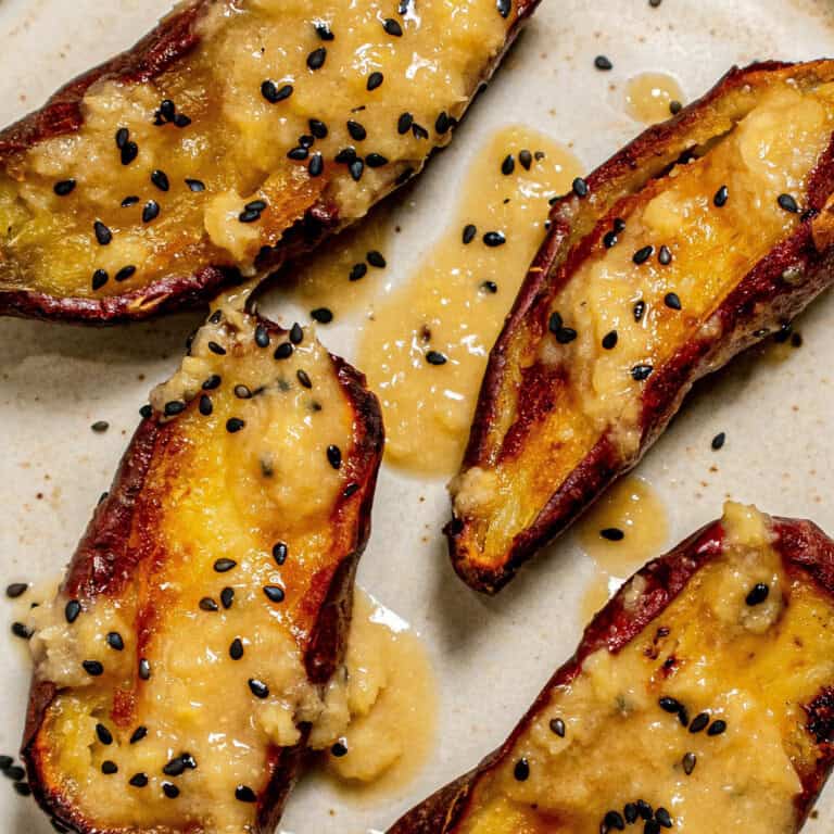 Japanese Sweet Potatoes w/ Miso Ginger Sauce