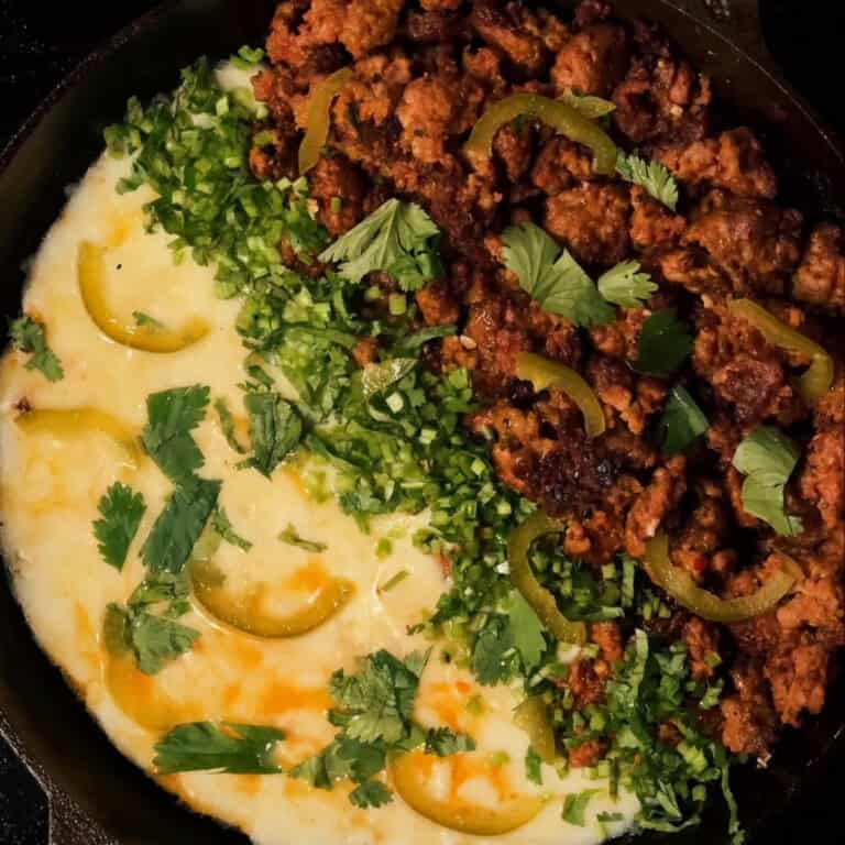 Firehook Crackers w/ Loaded Queso Fundido, Chorizo & Pickled Jalapeno