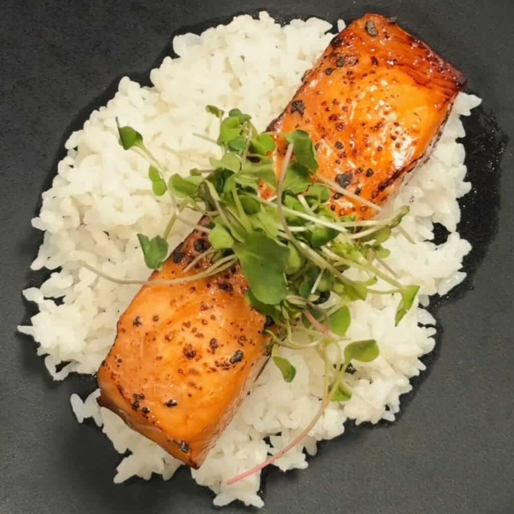 Asian Baked Salmon w/ Rice