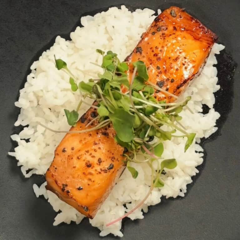 Asian Baked Salmon w/ Rice