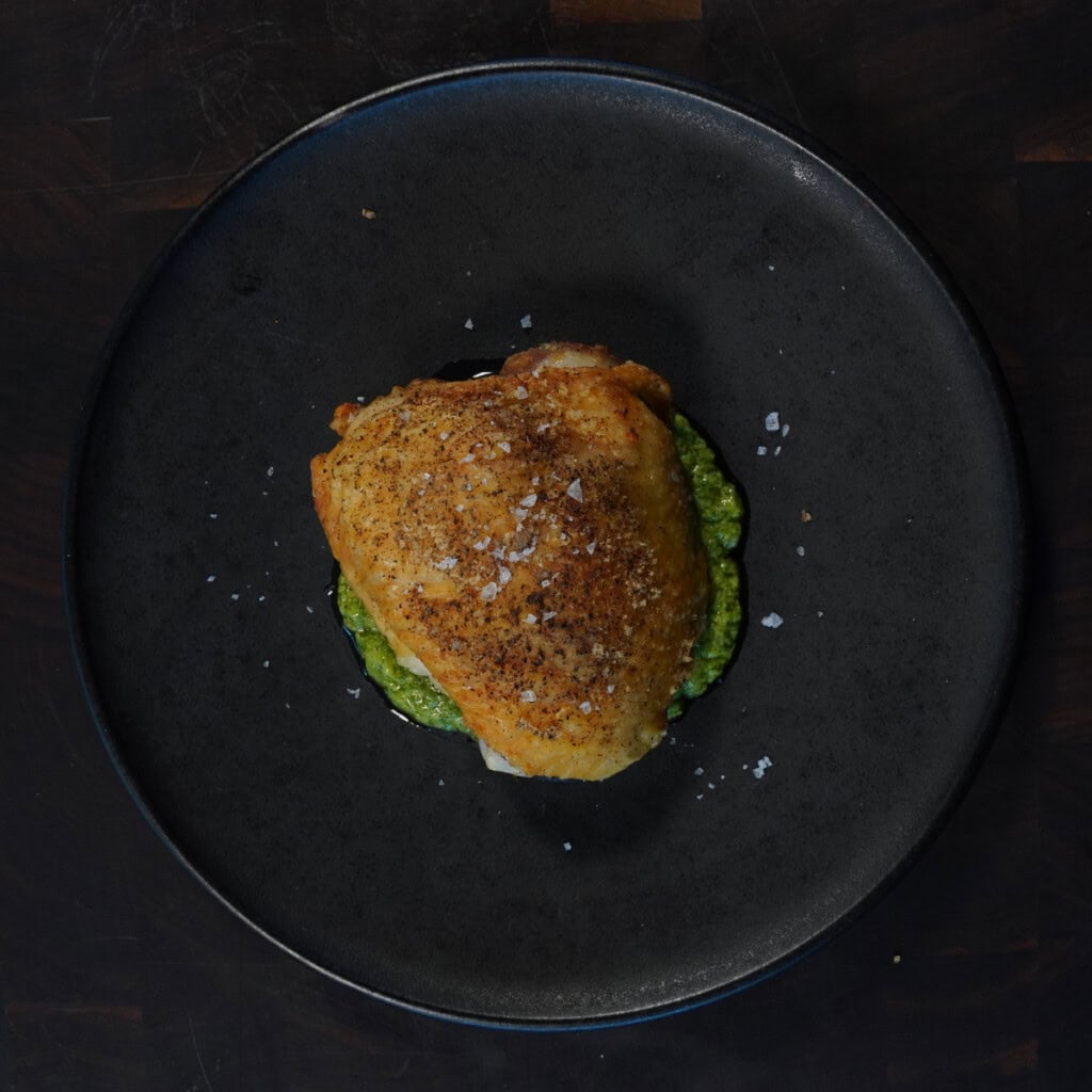 Crispy Chicken Thighs with Herbed Yogurt