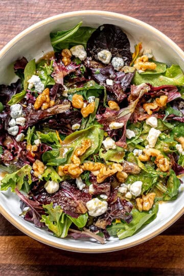 Greens with Blue Cheese and Maple Walnut Dressing