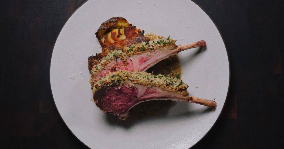 Lam Rack Herb Crusted Rack of Lamb with Mustard Pan Sauce - This Guy Cooks