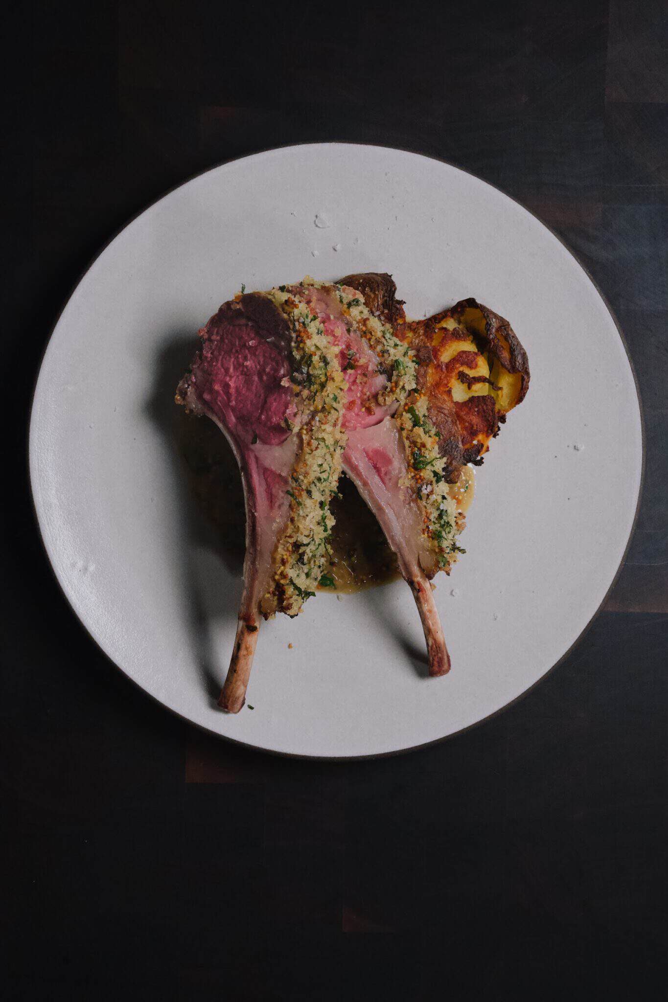 Lam Rack Herb Crusted Rack of Lamb with Mustard Pan Sauce - This Guy Cooks