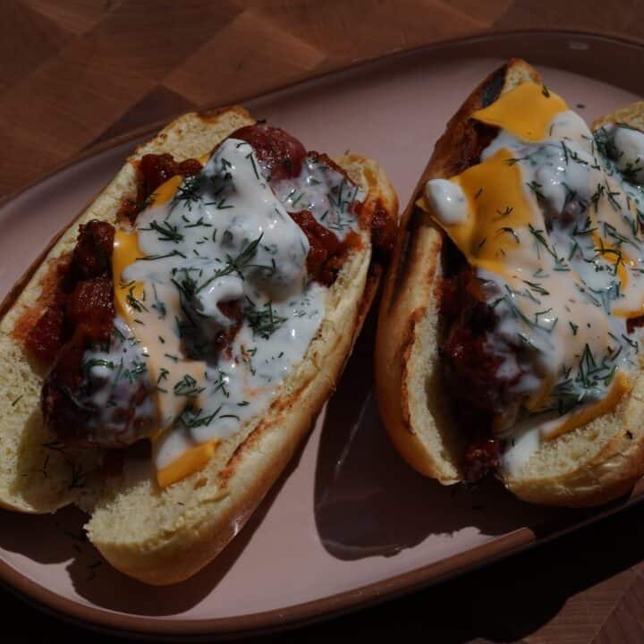 Chili Cheese Dogs with Venison Boudin Blanc